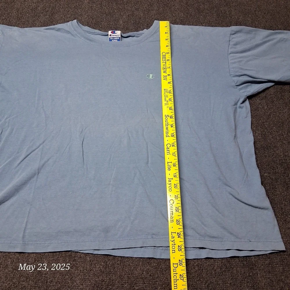 Vintage Champion Lightweight T Shirt Men Size 2XL‎ Blue Faded 90s Crew Neck - Picture 3 of 8